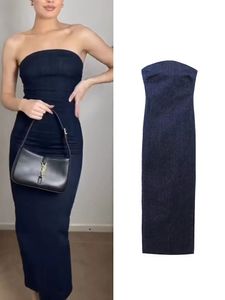 Lässige Kleider TRAF 2023 Frauen Sexy Elastische Denim Frühling Sommer Elegante Ärmellose Slim Fit Party Vestidos High Street Outwear 230417