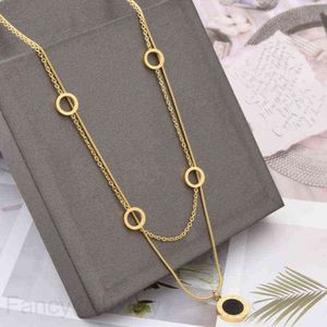 Pendant Necklaces Double Layered Clover Pendant Necklace 18K Gold Necklaces Jewelry for Women Gift