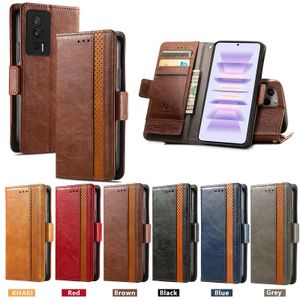 Hybrid Contrast Color Leather Wallet Cases For Xiaomi 13 Lite Ultra Pro POCO X5 Samsung A54 5G A04E A34 A24 M14 F14 M54 Business Flip Cover Credit Card Slot Holder Pouch