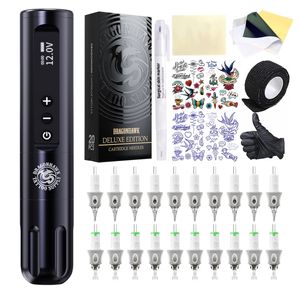 Dragonhawk X9 Wireless Tattoo Kit Rotary Motor Stift Maschine Patrone Nadeln Tattoo Versorgung TZ-205LYD