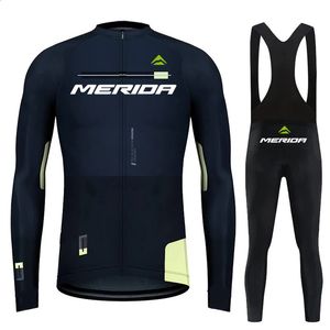 Radtrikot-Sets Merida Herren Frühling Herbst Fahrradbekleidung Set Hosen Ropa Ciclismo Fahrradbekleidung MTB Fahrrad Langarm-Trikot-Kleidung 231116