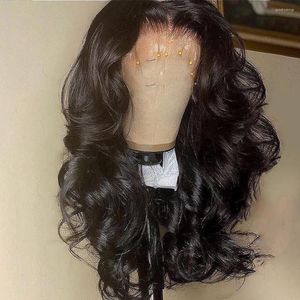 여성을위한 투명한 레이스 전면 휴먼 헤어 가발 Raw Inidan Wavy Body Wave 4x4 Closure