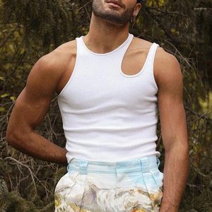 Herren Tanktops aushöhlen sexy ärmelloses T-Shirt europäisch und amerikanisch personalisierte Weste Frühling Sommer enge Herrenunterhemd 2023