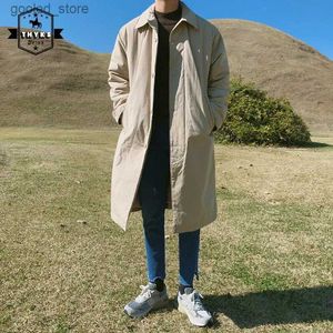 メンズトレンチコート男子肥厚した暖かい綿パッドの衣服ゆるいカジュアルラップフリースフリースフリースジャケット男性韓国スタイルの風プルーフソリッドシンプルオーバーコートQ231118