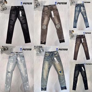 Purple Jeans 2023 Mens Womens Fashion design Jeans Distressed Ripped Bikers Denim cargo For Men Women Mans Black Pants