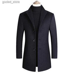 Casacos de Trench Masculinos de Lã de Inverno Trench Coats Homens Marca Casaco de Algodão de Alta Qualidade Mens Moda Médio Longo Jaqueta Zíper Windbreak Casaco de Lã Q231118