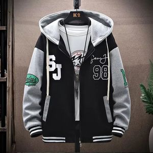 Men's Jackets Korean Casual Hooded Jacket Autumn Baseball Jersey Harajuku High Street Fashion Clothing Quality Button Coat 231116