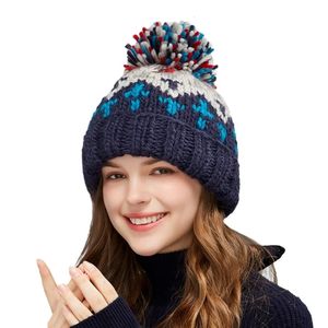 Beanieskull Caps Fashion Cute Print Brodery Beanies Hatts For Women Men Winter Wool Warm Pur Pompom Baggy Knit Hat Bonnet Gorros Invierno 231117