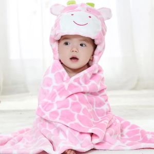 Pyjamas Pink Giraffe Animal Cosplay Hooded Baby Infant Girl Boy Flannel Bath Thandduk Wrap Bathrobe Söt tecknad Pyjama Sleepwear 231117