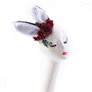 Berretti Cappelli per le donne Orecchie Fedora gotiche Fermagli per capelli Fascinator con fiori Accessori vintage Anime Cosplay