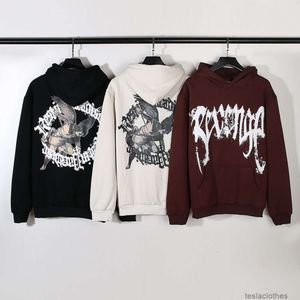 Tasarımcı Hoodie Erkek Sweatshirts Fashion Street Giyim Amerikan High Street Reven Küçük Popüler Moda Ürünü Küçük Melek gevşek Graffiti Benekli Mürekkep Çift Kaput