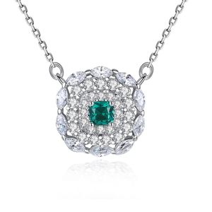 S925 Silver Pendant Necklace Micro Set Zircon Emerald Sparkling Necklace Europe Women Fashion Collar Chain Valentine's Day Gift Engagement Wedding Jewelry SPC