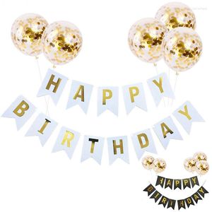 Party Decoration Creative Fashion Happy Birthday Decorations Set Paper Banner Balloons Hanging DIY Backdrop Decor Supplies Sell