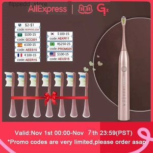 Zahnbürste CANDOR CD-5168 Elektrische Schallzahnbürste, wiederaufladbare Zahnbürste, IPX8 wasserdicht, 15 Modi, USB-Ladegerät, Ersatzköpfe, Set Q231117