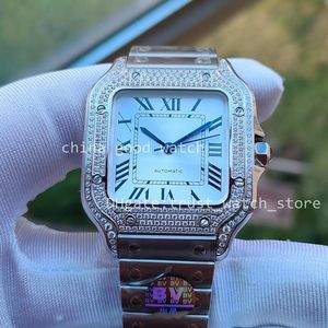 Män av Watch Business Watches BVF Factory 35mm Automatisk rörelse klockor 904L Steel Silver Strap Diamond Bezel Square Sapphire Waterproof Super Wristbatch