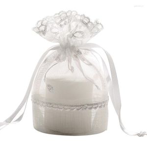 Brocada de presente 1pcs Bolsa de casamento de renda branca Favor de caixa de doces Favores e bolsas de presentes por atacado