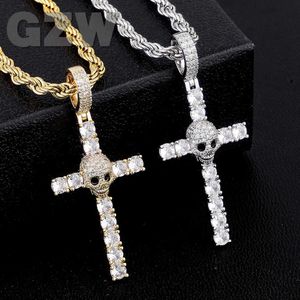 Hip-Hop-Stil Neue Volldiamant-Skelett-Kreuz-Anhänger für Herren und Damen Trend Einfache Halskette