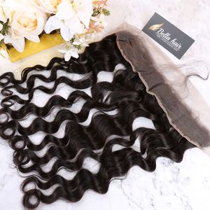 13X2 Ear To Ear Lace Frontal Closure Straight Frontal Lace Human Hair 100% Brazilian Virgin Hair 150 Density Lace Hair Natural Black Pre-Pulled Baby Hair Bella Hair SALE