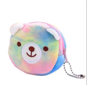 3D Animal Head Coin Purse Bag Söta flickor Plush Soft Round Mini Byt väska plånbok Nyckelväskor Pendant Charm för barn födelsedagspresentfest