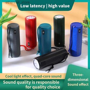 Cell Phone Speakers Portable Wireless Speakers Bicycle Outdoor Column Waterproof Subwoofer Boombox Support Bluetooth FM Radio TF Card AUX Flashlight Q231117