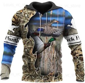 Męskie bluzy bluzy wiosna /jesień 3D Printed Duck Hunting Animal Hoodie Harajuku Autumn Bluza Bluza Streetwear Hoodies Unisex Casual Jacket Y2K T231117