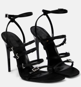 Prefeito de verão Jerry Sandals Sapatos Mulheres embelezadas de cetim de Crystal Strap Saltos Altos Lady Black Lady Sandalias Vestido de noiva EU35-43