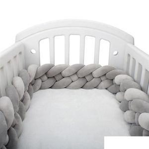 寝具セット2mベビーバンパーベッド編組ノット枕クッション乳児用乳房プロテクター用のソリッドカラーコットルーム装飾ドロップシップ2803配達