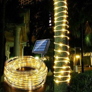 LED -strängar 300Led Solar Rope Strip Light Outdoor Waterproof Fairy Light Strings Chile Decor för Garden Lawn Tree Yard staket Pathway P230414