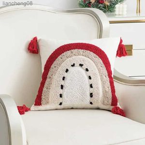 Cushion/Decorative Christmas Throw Red Plush Autumn And Winter Embroidered Cushion Cover Home Living Room Sofa Throw Cover