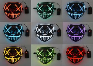 Horror LED Luminous Glowing Halloween Party Mask Neon EL Hallowmas Masque Masquerade Cosplay Masks Dark Funny Supplies ZXFTL06421361724