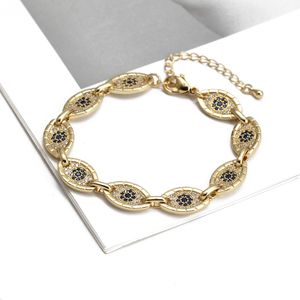 S3583 Fashion Jewelry Gold Plated Zircon Evil Eye Armband For Women Blue Eyes Justerbara armband