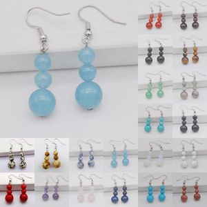 Dangle Küpeler Kristal Howlite Opal Yeşil Aventurine Lapis Amazonit Labradorit Tigereye Garnet Sodalit Taş Boncuklar Gem Takı