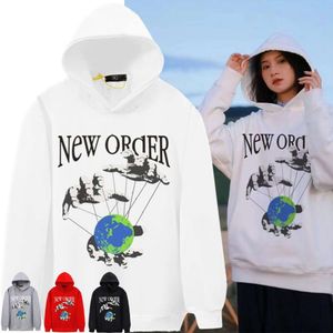 Designer Hoodie Mens Moletons Moda Streetwear Versão Correta do Nicho Americano Nova Ordem Earth Line Boneca Impresso Solto Com Capuz Mens Womens Plush Sweaters AUT