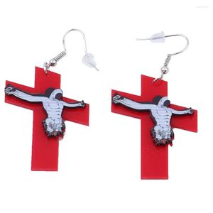 Dangle Earrings Red Cross Jesus Acrylic Drop For Women Hyperbole Geometric Long Night Club Punk Party Jewelry Gifts