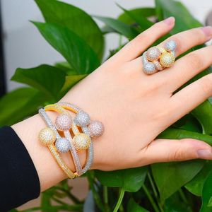 Halskette Ohrringe Set GODKI Wunderschöner Luxus Breiter Armreif Ring Schmuck Ball Fantastische Edle Braut Hochzeit Verlobung Hohe Qualität