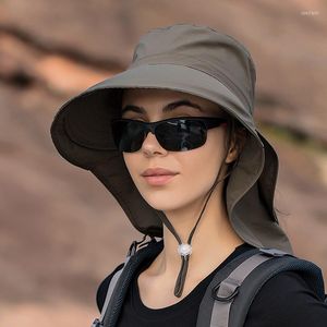 Berets Leichte Lochvisierhüte Sommereimer für Frauen Große Krempe Outdoor-Augenschutz Sonnenschutzkappe Sonnenhut