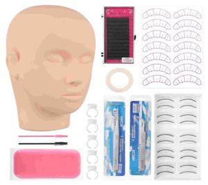 Falska ögonfransar lurrose Eyelash Extension Practice Kit Professional Set Inkluderar platt skyltdocka Huvudmakeup2733281