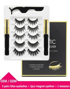 Magnetic False Eyelashes Magnet Liquid Eyeliner Eyelash Set 5 Pairs 2 Bottles eye liner Naturally Exaggerated Thick Eyes lashes fr3708306