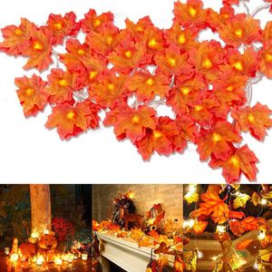 Folhas de folhas de bordo artificial de 2/3/6m de folhas de folhas de bordo artificial LED lanterna lanterna de lanterna de lanterna de decoração de decoração diy deco halloween ano novo p230414