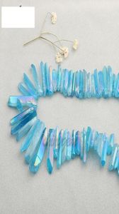 50g 1215pcTitanium sky blue Crystal Quartz Rock Pendant Natural form Spikes Points Drilled Briolettes Women necklace birthd2215666
