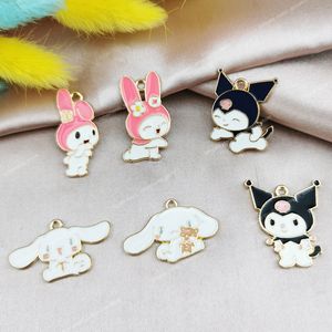 10pcs Alloy Dripping Oil Cartoon Cute Rabbit Dog Pendant Charm DIY Earrings Accessories Bracelet Floating Jewelry Accessories Fashion JewelryCharms Jewelry