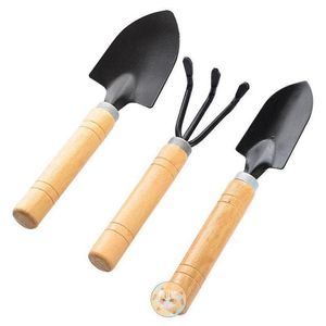 Manual Pá Mini Ferramentas de Jardinagem Punho De Madeira Metal Vasos De Plantas Pá Ancinho Spade Para Flores Planta 3 Pçs / Set Drop Delivery Home Gar Dhhd0