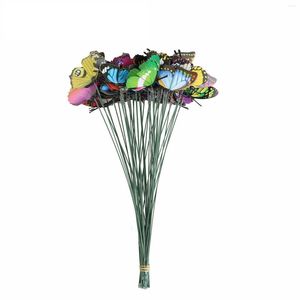 Decorative Flowers 50Pcs Bed Art Yard Garden Stakes Pot Flower Decor Planter Outdoor Home Holder For Artificial