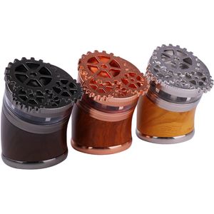 Metal Herb Grinders Tobacco Grinder Gear Mechanical Style with Diamond Mounted 4-Pieces Hand Grinding Shredder Crusher Bend Structure Saver