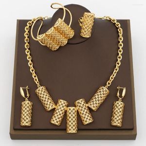 Naszyjnik Zestaw Etiopii Bridal Dubai Biżuteria dla kobiet 18K Gold Stated Duże wisiorek Nigerian Wedding Gifts