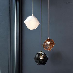 Pendant Lamps American Simple Geometric Creative Diamond Glass Lights Modern Lustre Suspension Luminaire Dining Room Bedroom Bedside