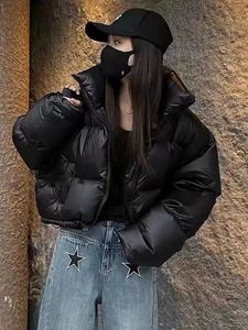 Damen Daunenparkas JMPRS Dicke Frauen Winter Warm Lose Puffy Mäntel Baumwolle Gepolstert Stehkragen Koreanische Jacken Schwarz Mode Weibliche Kleidung 231116