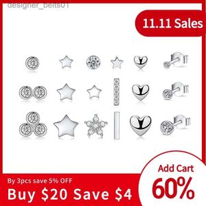 Stud Aide 925 Sterling Silver Star Diamond Stud Earrings For Women Mini Cubic Zirconia Jeweled Geometric Ear Stud Set Jewelry GiftL231117