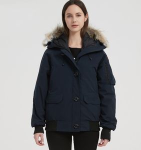 Mulheres de inverno para baixo jaquetas CG Chilliwack Bomber Parka Real Guaxinim com capuz gola de pele Casaco Downs Masculino Grosso Quente Parkas Black Outlet Outdoor Sport verde exército