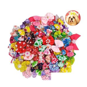 Hundkläder Colorf Small Dog Apparel Bows Valp Hår dekorera gummiband Pet Headflower Leverantör Drop Delivery Home Garden Pet Suppl Dhani